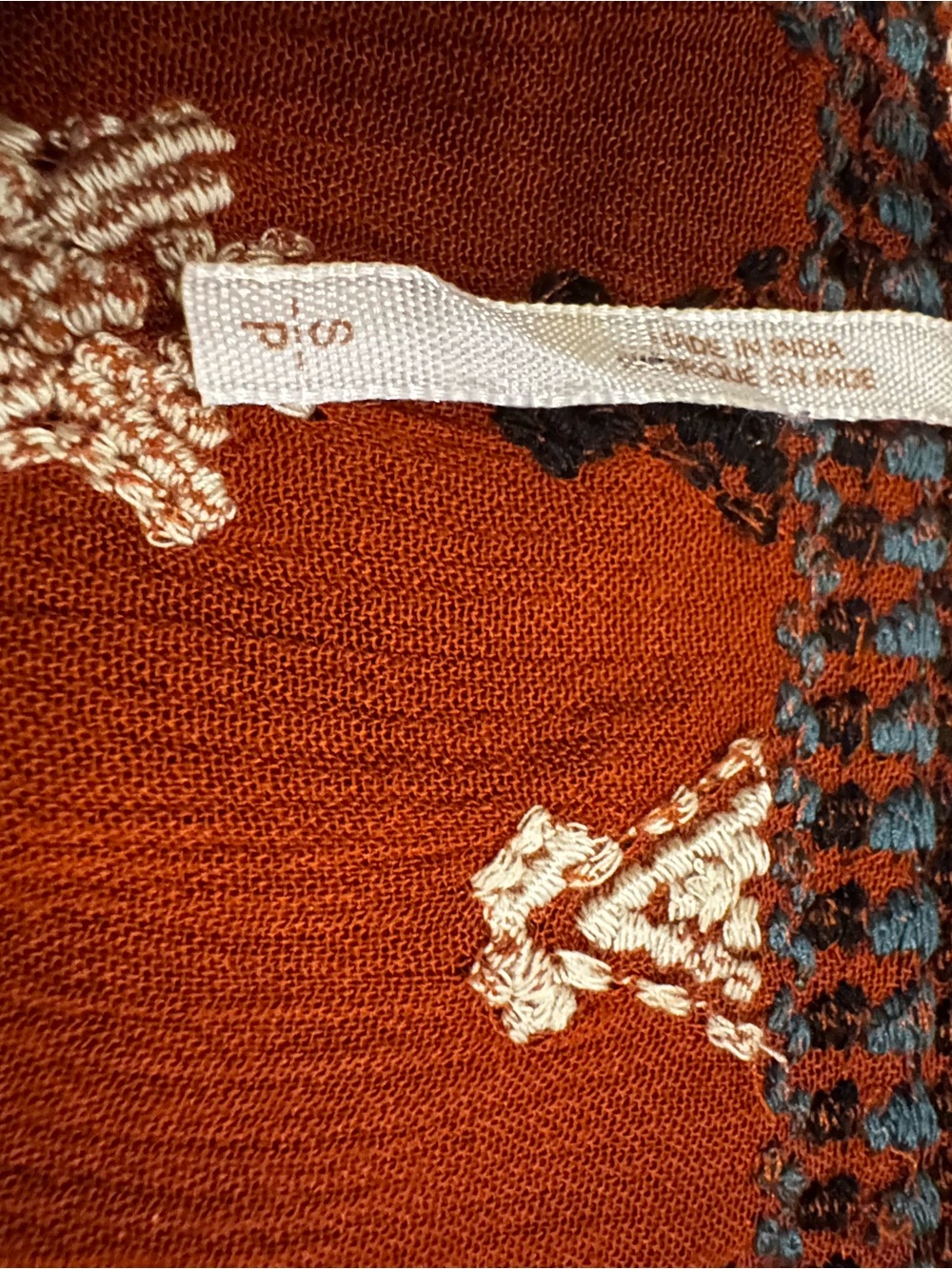 Free People Rust Embroidered Boho Mini Dress Size Small - Picture 10 of 13